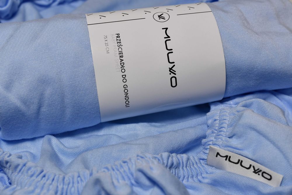 Muuvo bambusowe prześcieradło do gondoli wózka blue