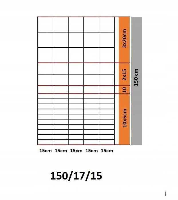 Siatka Leśna 150/17/15 L (zagęszczona do 50cm od dołu) PRODUCENT WALDI