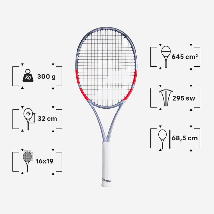 Raquete de Ténis adulto- Babolat Pure Strike 100 16x19 cinza laranja