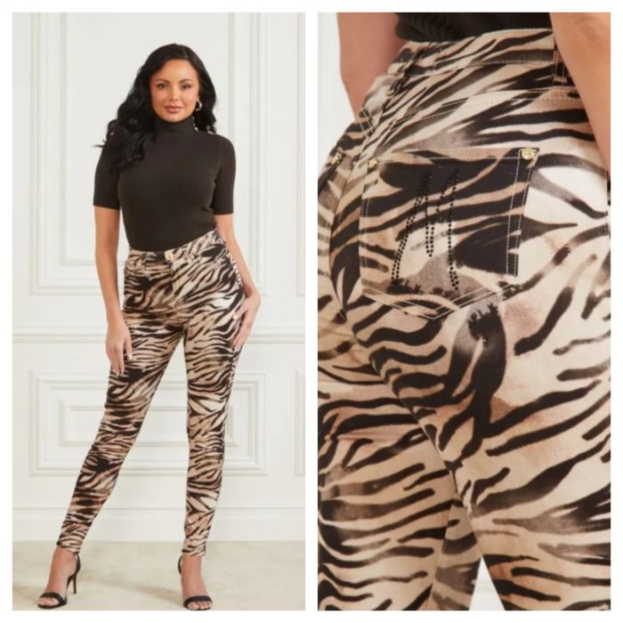 Spodnie damskie skinny wzorzyste zebra Guess S