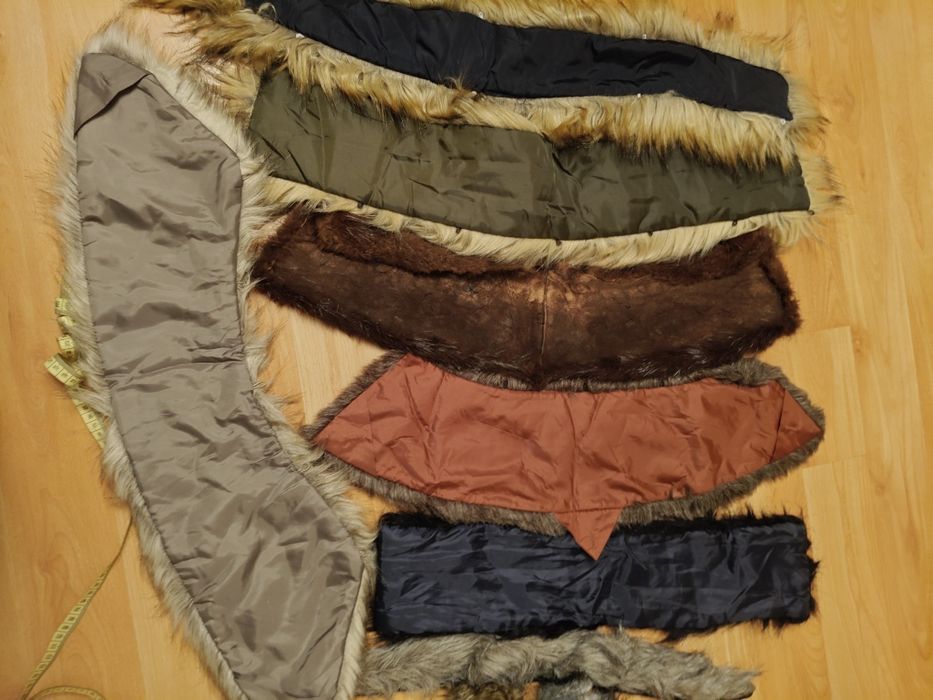 Sztuczne misie-kołnierze szale-7 sztuk i 3 pompony futrzane