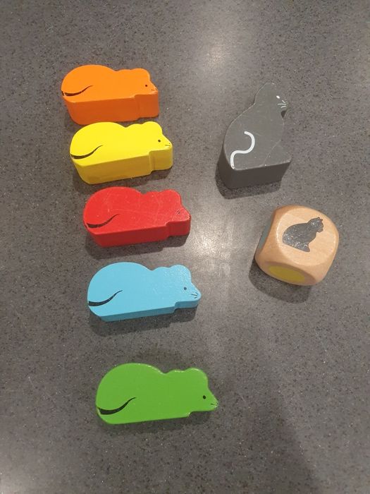 Drewniane klocki dla dzieci, gra w kotka i myszkę