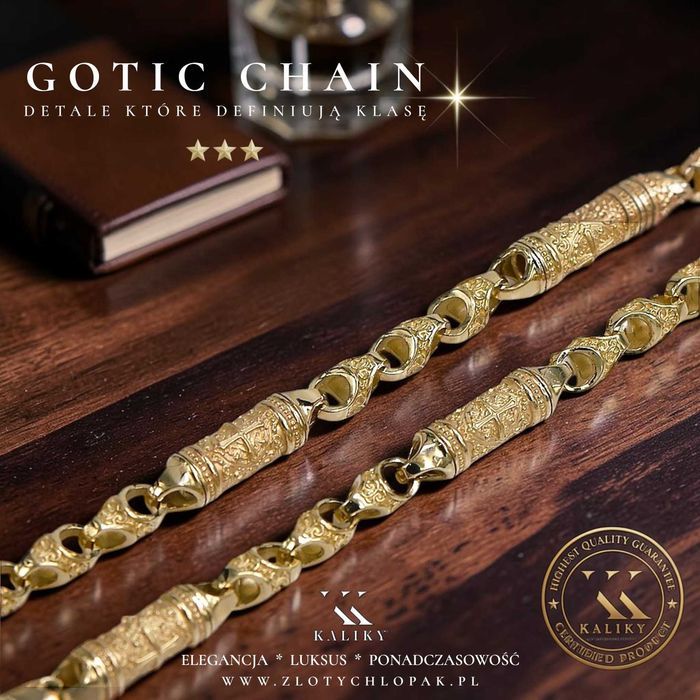 Złoty łańcuszek 14k 585 Królewski Gotycki cc057y 60cm 12mm Wrocław biżuteria