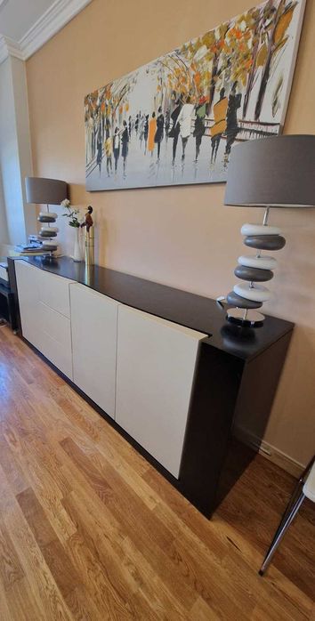Conjunto 3 Móveis Sala MOVEME Wengé: Bar, Aparador/Louceiro