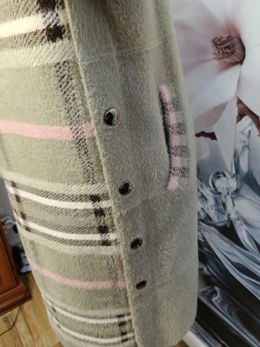 Alpaka długa beżowa z kapturem gruba roz L-xxl