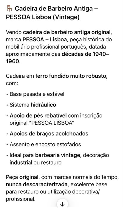 Cadeira de barbeiro antiga