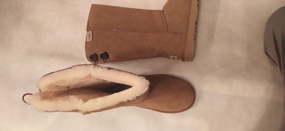 Snow Paw  śniegowce skórzane 38 z wełną merynosa eskimoski emu