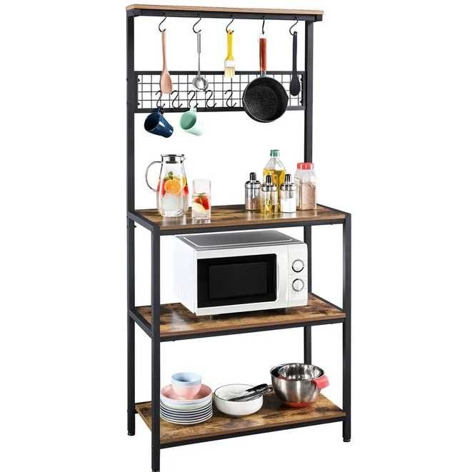 Szafka kuchenna Yaheetech czarny, dąb rustykalny 38 x 80 x 170 cm Kredens Regał