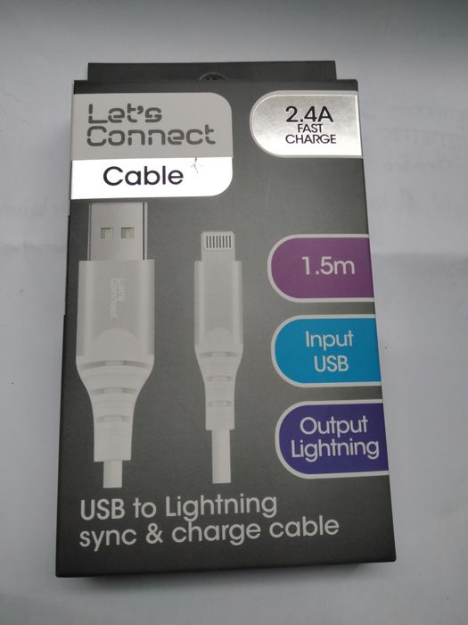 Cabo 1.5m novo para carregadores iPhone iPad iPod USB 2.4