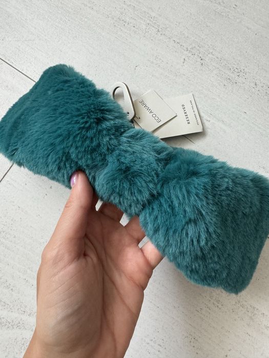 Reserved nowa z metką zielona turkusowa opaska na głowę zima