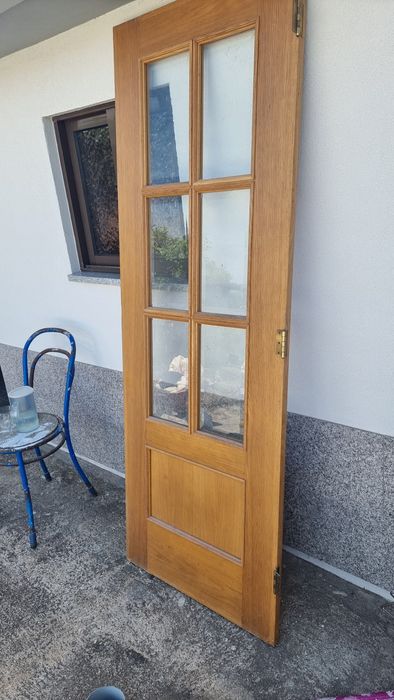 Porta carvalho c vidro