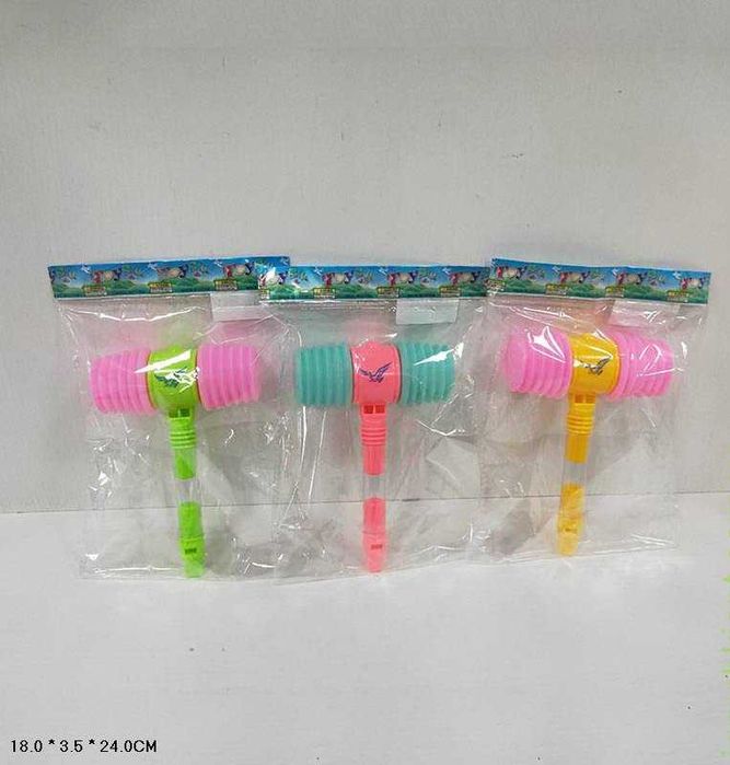 Молоточек пищалка, 3 цвета микс, 22 см, пакет 24*18*3, 5 см