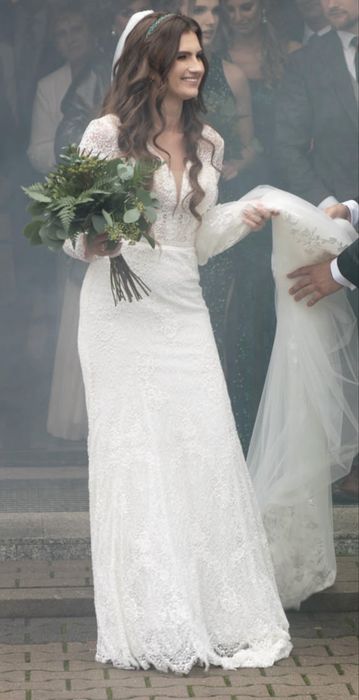 Suknia ślubna koronkowa śmietankowa S/M Estera Bridal