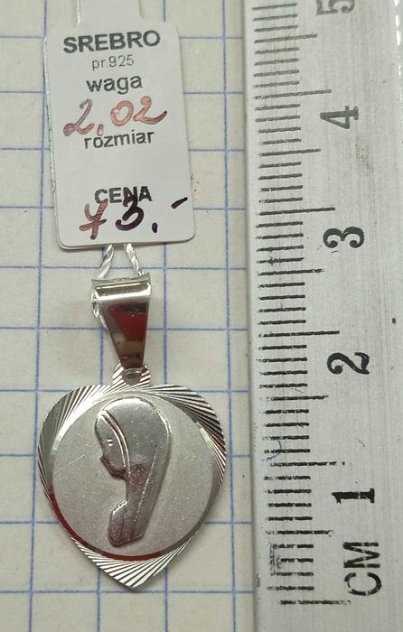 Medalik Matka Boska Fatimska Serce Srebro 925 NOWE