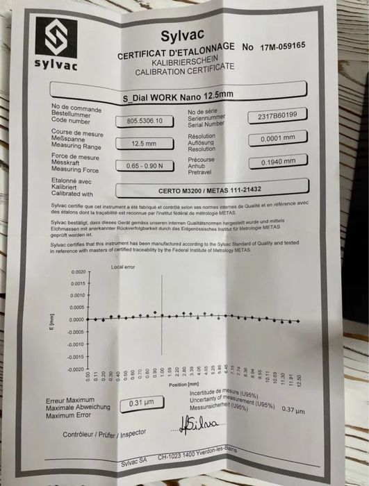 Индикатор цифровой сверхточный 12.5мм 0,0001мм Sylvac, Швейцария