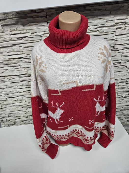 Przepiękny sweter świąteczny golf super jakość mega miły rozmiar M