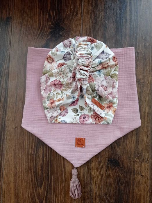 Komplet turban i chusta muślinowa, Handmade