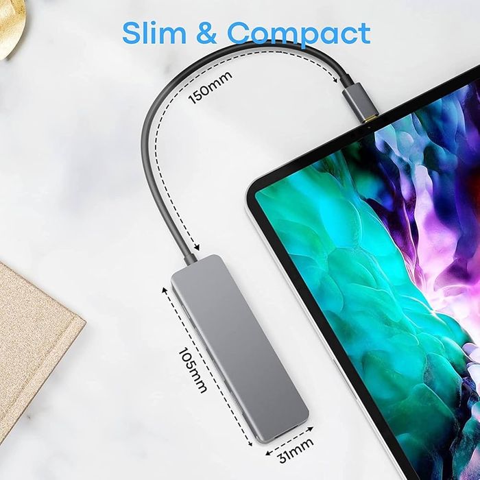 Adapter USB C 5 w 1, z wyjściem HDMI 4K