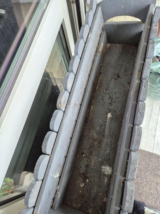 7 x Rustykalne drewniane solidne skrzynki na kwiaty balkonowe kolor sz