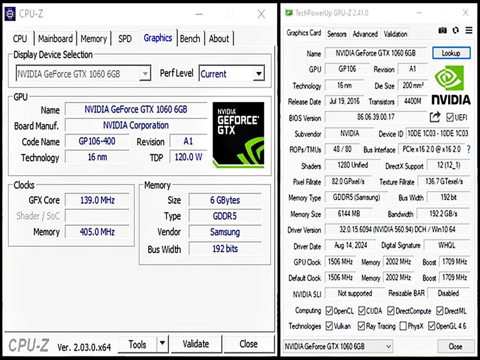 NVidia 6GB GTx 1060 - Karta graficzna