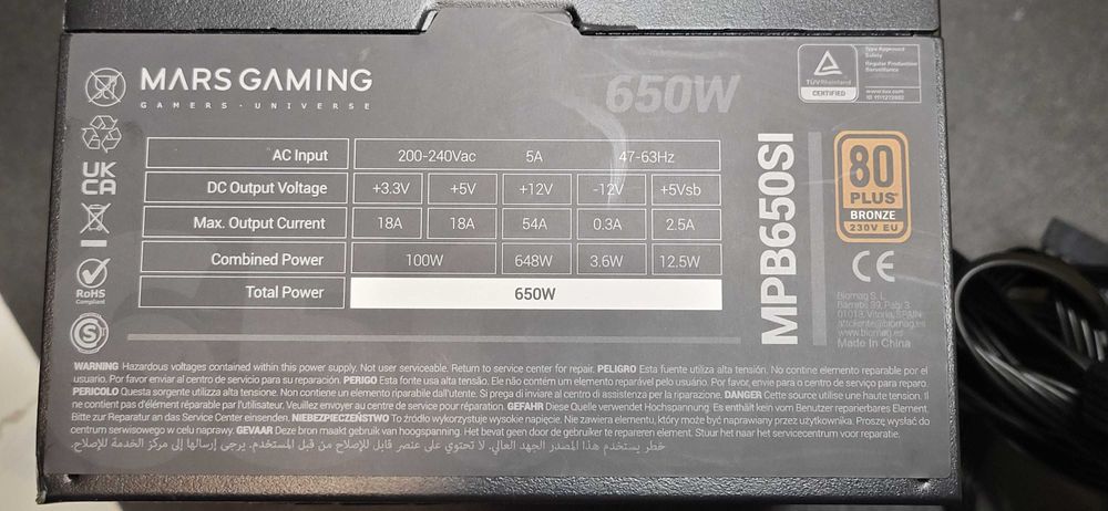 Zasilacz do komputera Mars Gaming MPB650SI 650W