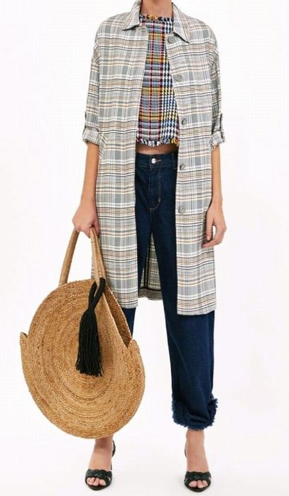 Zara Basic płaszcz w kratę nowy L