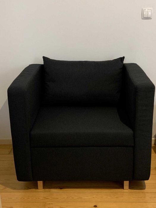 sofá individual/cama/chaise long (ikea), preto