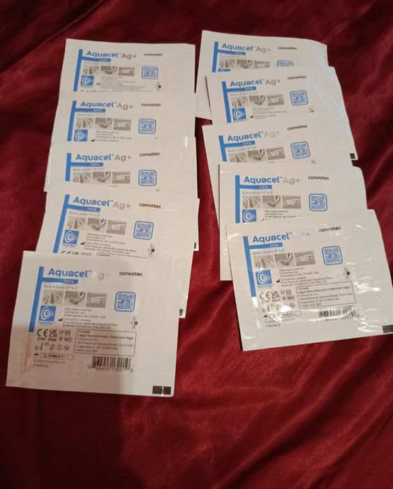 Zestaw opatrunki aquacel extra plus Ag convatec srebro 10 sztuk rany