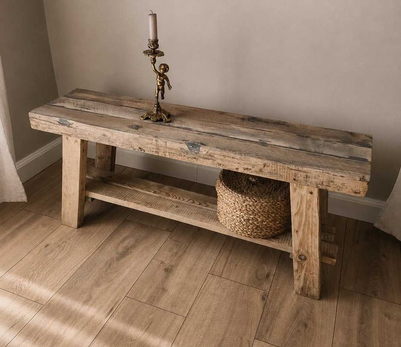 Rustykalna ławka z litego drewna | 100 cm | Przesyłka OLX
