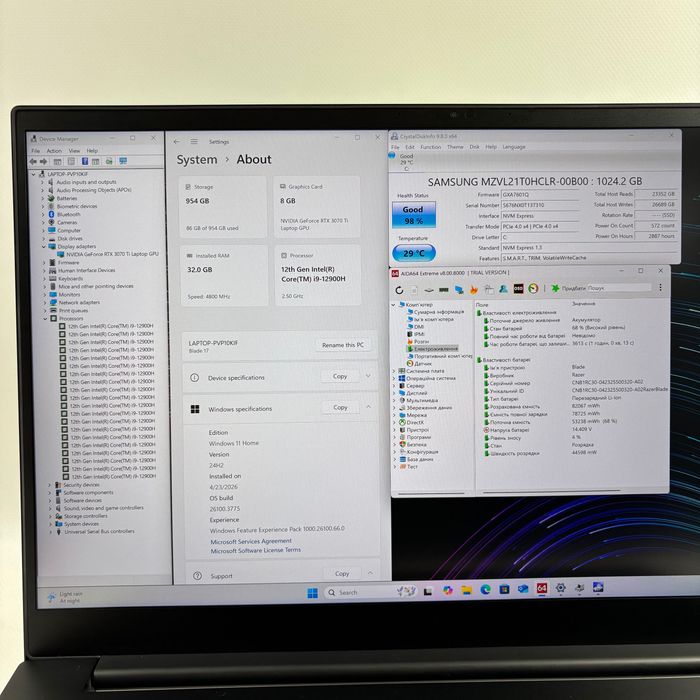 Razer Blade 17.3" 4K i9-12900H RTX 3070Ti 32GB RAM 1TB SSD 144Hz Гарантія Магазин