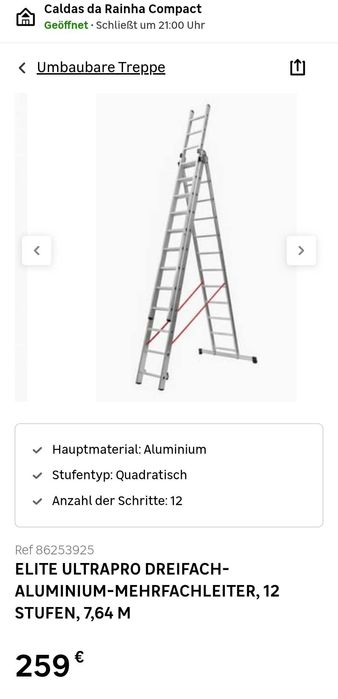 Escada extensível grande. 7,4 metros, praticamente nova. Nunca usada.
