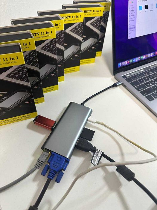 USB-C HUB 11в1 Док станція Хаб | Перевірено | HDMI 4K + PD | для MacBook / ноутбука