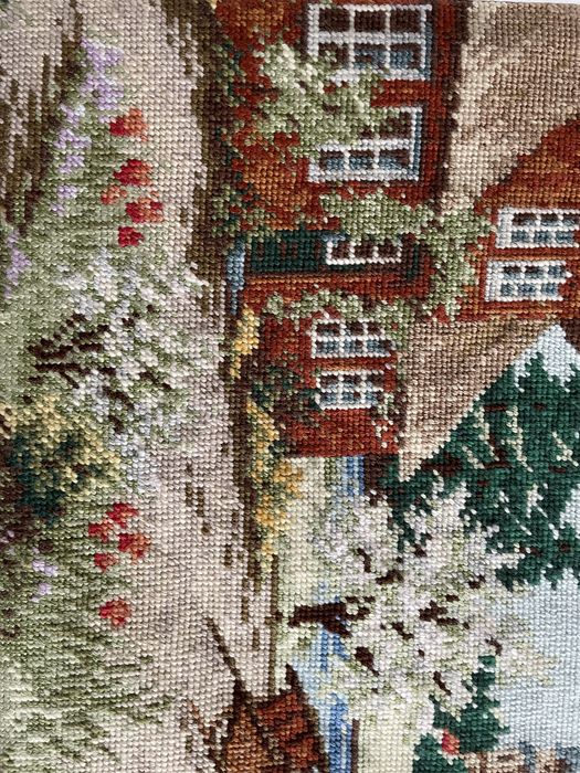 Rękodzieło obraz ręcznie haftowany 52x41 cm hand made