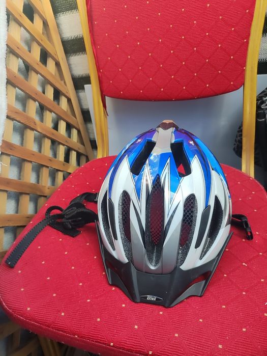 Dziecięcy Kask. Rowerowy niebieski biały dla Dzieci Dziecka