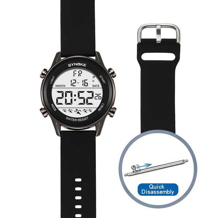 Nowy zegarek sporotwy Synoke elektroniczny stoper budzik datownik WR50