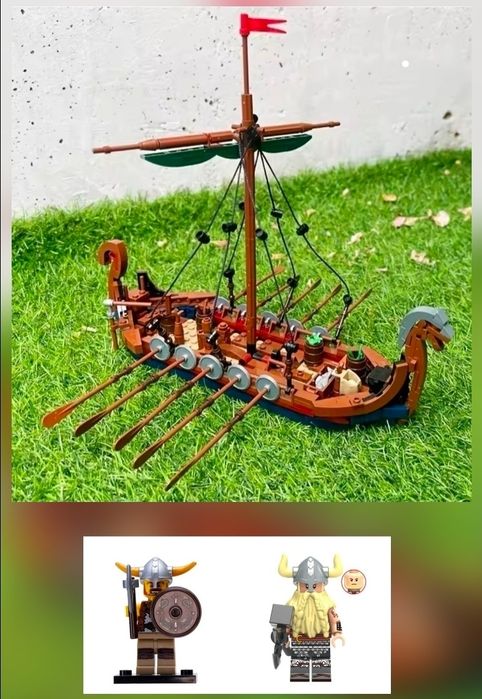 Klocki duży statek wikingów z wikingami kompatybilne z lego wikingowie