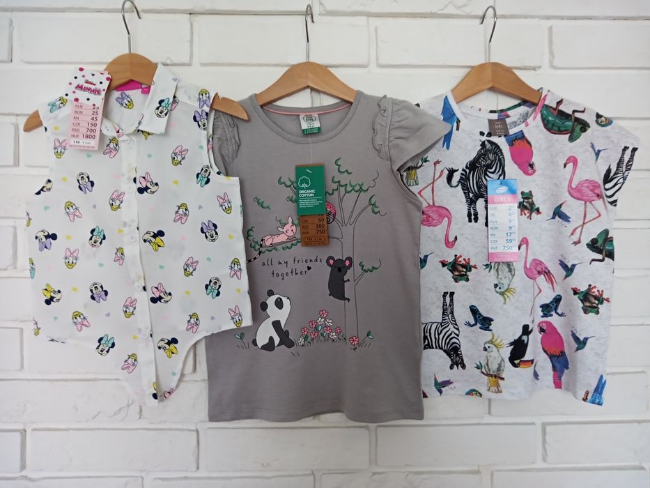 NOWE, bluzki z krótkim rękawem, koszula Minnie Mouse, rozm 110
