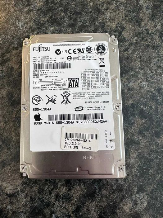 жёсткий диск ноутбука HDD Fujitsu MHV2060BH 60GB SATA 2.5 (неисправен)