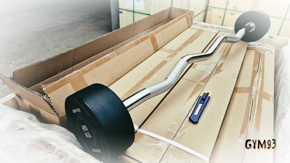 Zestaw 10 sztang stałych do 50 kg Szare Tekstura Gięte