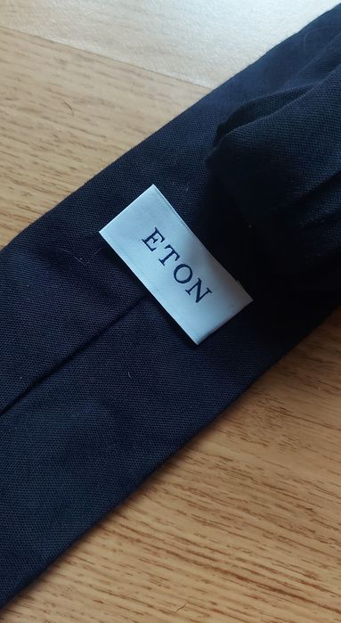 Luksusowy krawat ETON 60% Wełna wool 40% Bawełna Granatowy