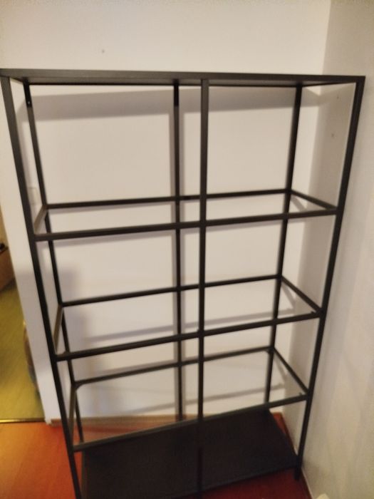 Regał czarny szkło i stal Ikea