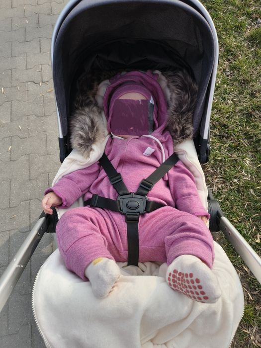 Kombinezon niemowlęcy z wełny Merino jesień wiosna, rozm.80 + czapka, MOTULINKA