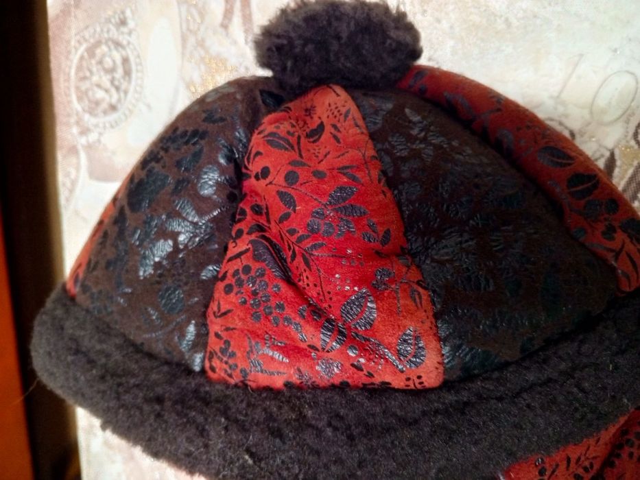 Детская зимняя шапка ушанка кожаная дитяча зимова шапка шкіряна