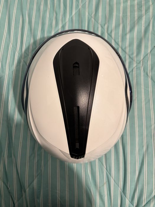 Capacete HJC branco azul e vermelho