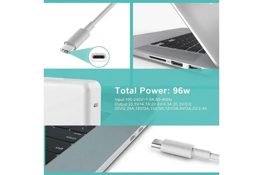 Блок живлення 96W USB-C Power Adapter для MacBook Pro 13-15" (2016-2023) MacBook Air (2018-2024)