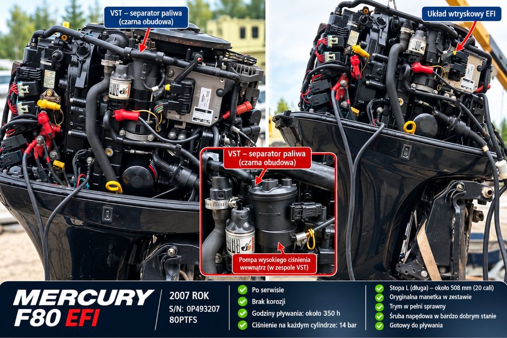 Silnik zaburtowy  Mercury  F80 EFI 80 KM – 4-SUW – 2007
