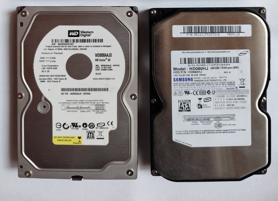 Жёсткие диски HDD 80Гб 2шт