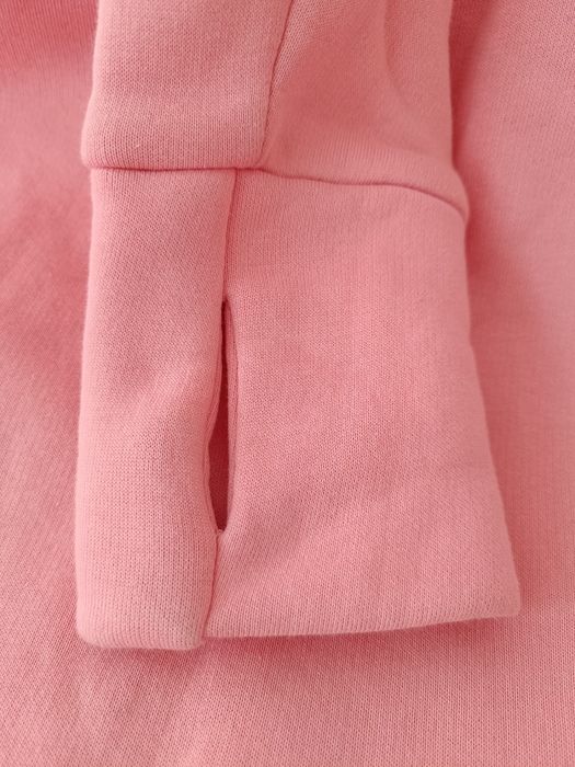 Платье худи длинное на флисе пудрового цвета