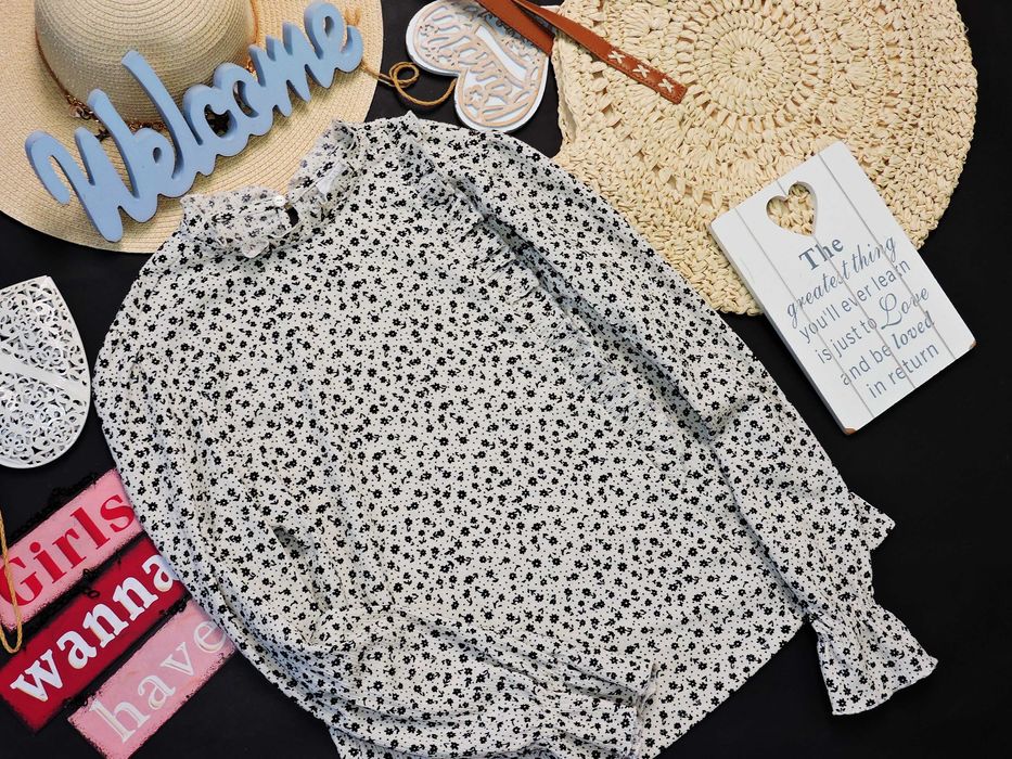 Zara - bluzeczka boho kwiaty , falbanka r 164