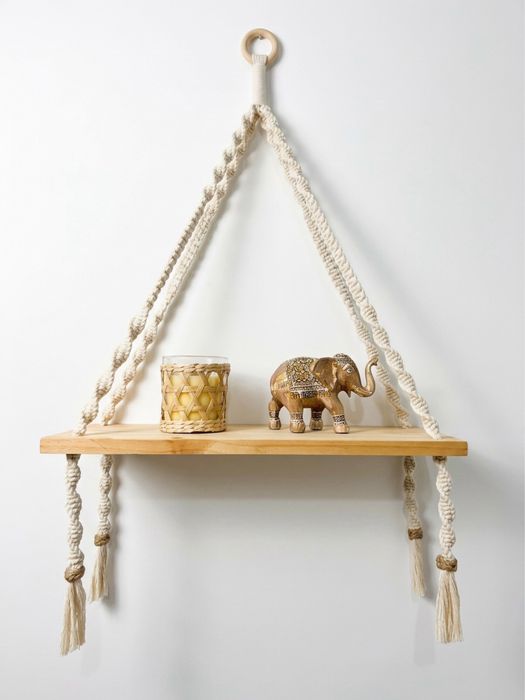 Prateleira Suspensa em Macramé – Feita à Mão | Decoração Boho